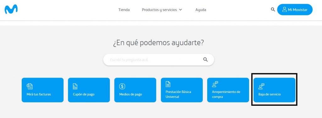 página web de Movistar