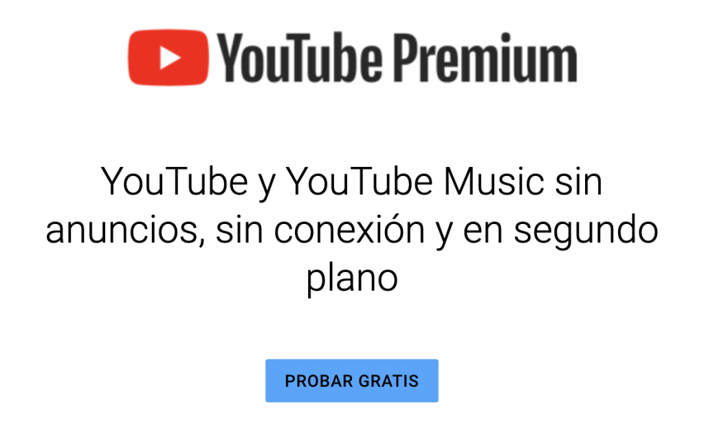 Sitio web Youtube Premium